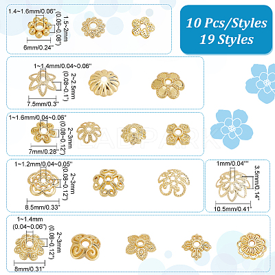 190Pcs 19 Styles Brass Spacer Beads FIND-PH0017-86-1