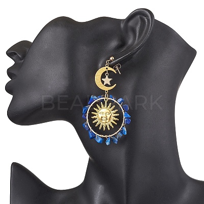 Vintage Gemstone Ear Studs EJEW-JE05807-1