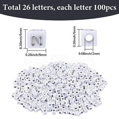 2600Pcs 26 Styles Opaque Acrylic Beads OACR-SC0002-18-1