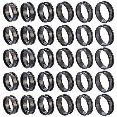 30Pcs 6 Styles 201 Stainless Steel Grooved Finger Ring Settings STAS-ME0003-12EB-1