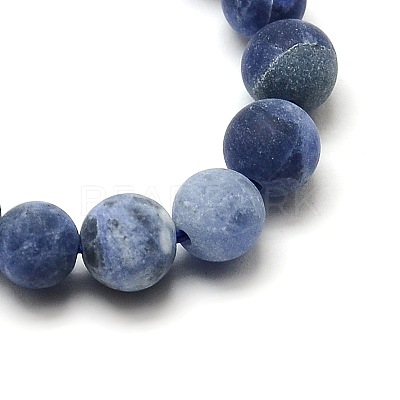 Nature Frosted Sodalite Round Bead Strands G-M064-8mm-01-1