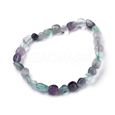 Natural Fluorite Bead Stretch Bracelets BJEW-K213-21-1