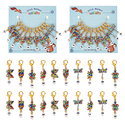  NBEADS 10 Pcs Number 0~9 Stitch Markers, Alloy Enamel