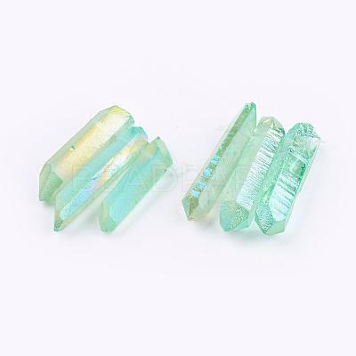 Electroplated Natural Quartz Crystal Graduated Beads Strands G-P315-A03-1
