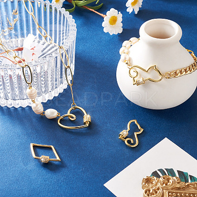 5Pcs 5 Styles Brass Screw Carabiner Lock Charms KK-FW0001-12-1