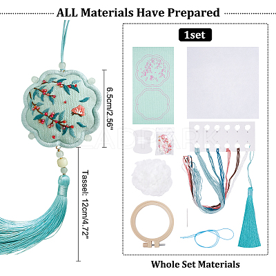 DIY Embroidery Flower Shape Sachet Pendant Decoration Kits DIY-WH0033-57B-1
