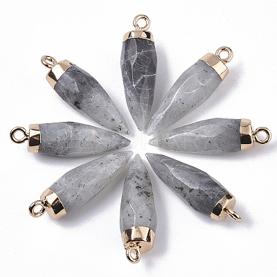 Top Golden Plated Natural Labradorite Pointed Pendants X-G-S359-078D-1
