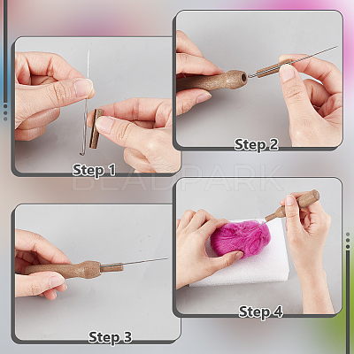 Wool Felt Poke Wood Handle FIND-WH0148-771-1