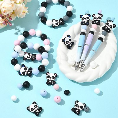 40Pcs 10 Styles Silicone Beads SIL-FS0001-27B-1