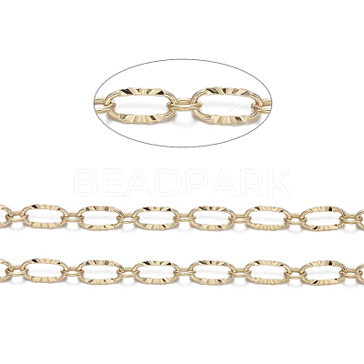 Brass Textured Oval Link Chains CHC-S004-07G-1