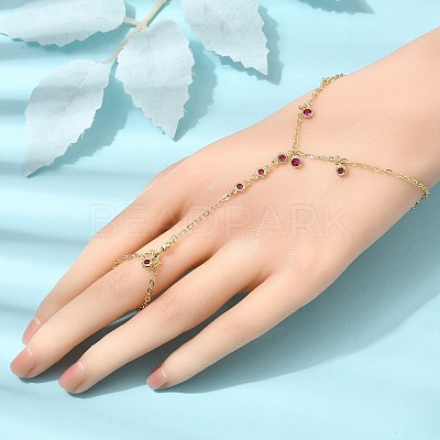 Brass Micro Pave Cubic Zirconia Mittens Bracelets BJEW-C156-01G-02-1