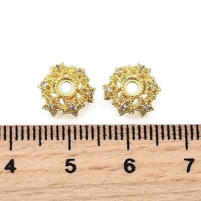 Star Brass Micro Pave Cubic Zirconia Bead Caps KK-K300-05B-G-1