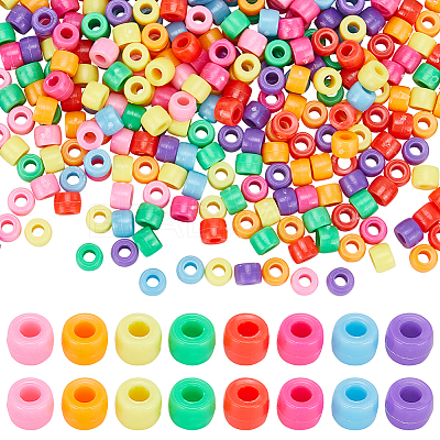 800Pcs 8 Colors Opaque Plastic Beads KY-SC0001-86-1