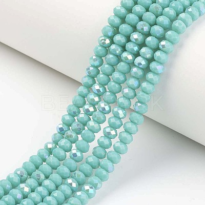 Electroplate Opaque Solid Color Glass Beads Strands EGLA-A034-P1mm-L15-1