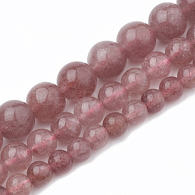 Natural Dyed Strawberry Quartz Beads Strands X-G-S295-15-8mm-1-1