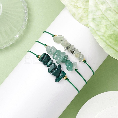 3Pcs 3 Styles Gemstone Braided Bead Bracelets BJEW-JB11146-04-1