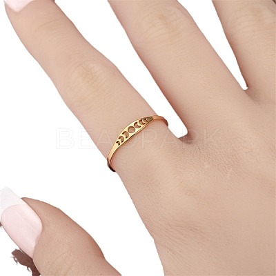 Hollow Moon Phase 304 Stainless Steel Finger Rings FS-WG454BE-07-1