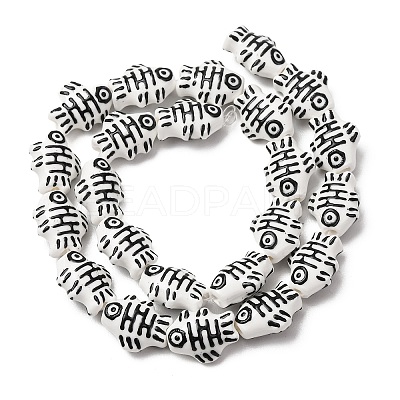 Handmade Printed Porcelain Beads PORC-F005-03B-03-1