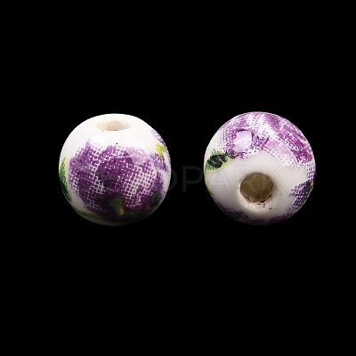 Floral Printed Porcelain Beads PORC-Q199-6mm-01-1