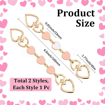 2Pcs 2 Colors Alloy Enamel Purse Strap Extenders PURS-BBC0001-07B-1