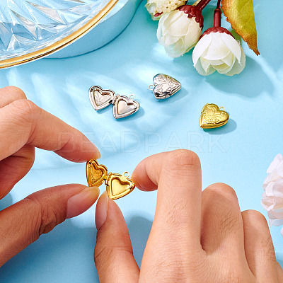 4Pcs 2 Colors Brass Locket Pendants KK-TA0001-66-1