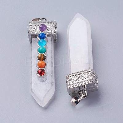 Natural Quartz Crystal with Synthetic & Natural Mixed Stone Chakra Big Pendants G-E415-A05-1