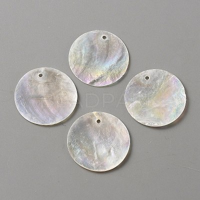Natural Capiz Shell Pendants BSHE-WH0004-10A-1