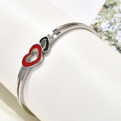 304 Stainless Steel Hinged Bangles for Women BJEW-F474-37P-02-1