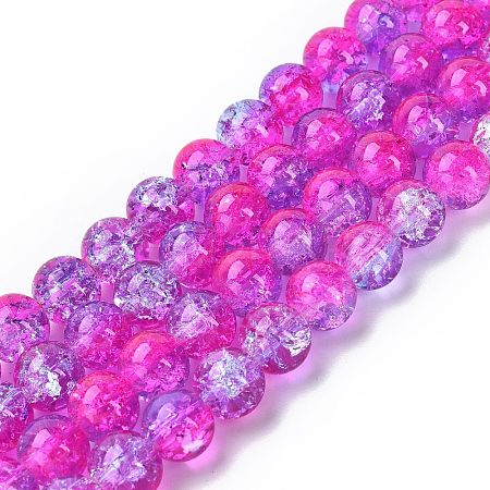 Spray Painted Crackle Glass Beads Strands CCG-Q002-10mm-09-1