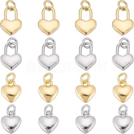 SUPERFINDINGS 16Pcs 4 Style Rack Plating Real 18K Gold Plated Brass Pendants KK-FH0003-96-1