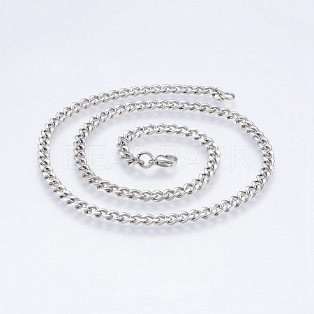 Men's 304 Stainless Steel Curb Chain Necklaces NJEW-P218-08P-1