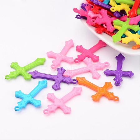 Mixed Color Cross Acrylic Pendants For Jewelry Making Embellishments DIY Craft X-SACR-515-M-1