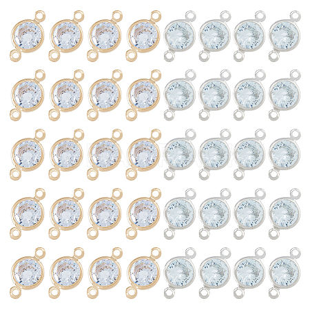 40Pcs 2 Colors  Cubic Zirconia Link ZIRC-FH0001-50-1