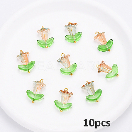 10Pcs Glass Pendants PALLOY-YW00040-02-1