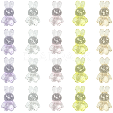 50Pcs 5 Colors Transparent Acrylic Beads MACR-FS0001-83-1