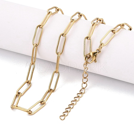 4MM Unisex 304 Stainless Steel Paperclip Chain Necklaces STAS-Q113-14G-04-1