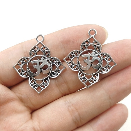 Tibetan Style Vintage Zinc Alloy Hollow Yoga Logo Pendants PW-WG9B9DC-01-1