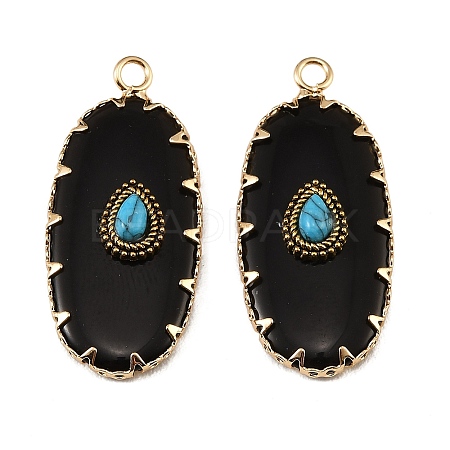 Natural Obsidian & Synthetic Turquoise Carved Pendants GG-CBA5963-02G-1