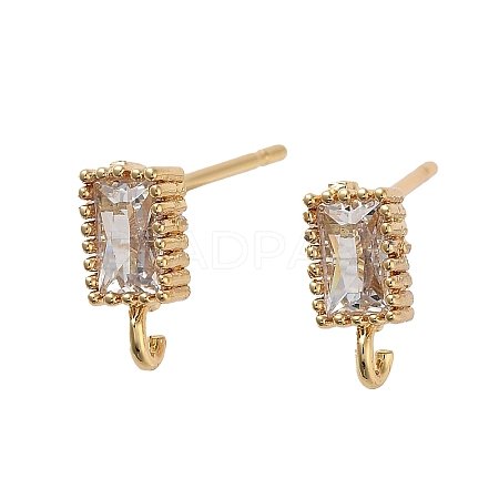 Brass Micro Pave Cubic Zirconia Studs Earrings Finding KK-K364-01G-1