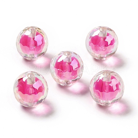 Two Tone UV Plating Rainbow Iridescent Acrylic Beads TACR-D010-03B-03-1