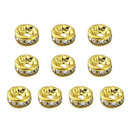 Brass Rhinestone Spacer Beads RB-YW0001-04A-01G-1