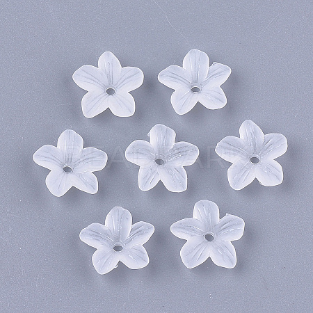 5-Petal Transparent Acrylic Bead Caps X-FACR-T001-06-1