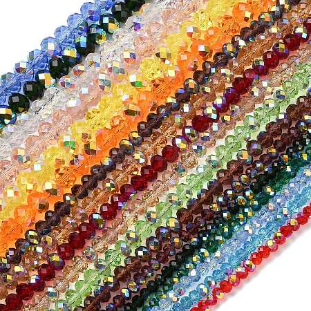 Electroplate Transparent Glass Beads Strands EGLA-A046-01B-M-1