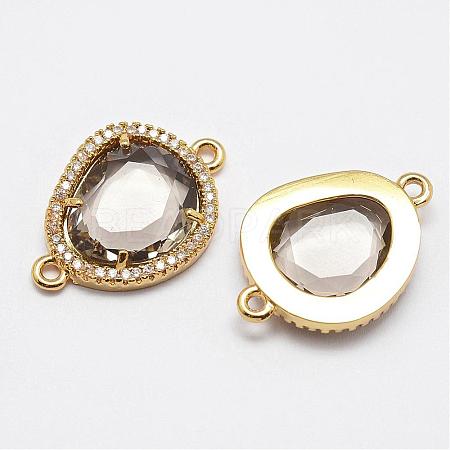 Rack Plating Brass Micro Pave Cubic Zirconia Links ZIRC-P041-10-G02-RS-1