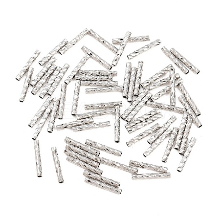 Brass Textured Tube Beads KK-H250-01A-P-1