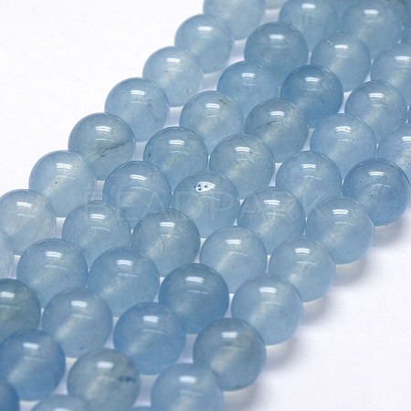 Natural White Jade Imitation Aquamarine Beads Strands X-G-F381-8mm-1