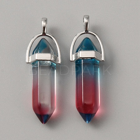 Glass Double Terminal Pointed Pendants G-WH0016-41A-1