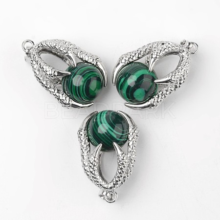 Eagle Claw Alloy Malachite Pendants X-G-L455-A21-1