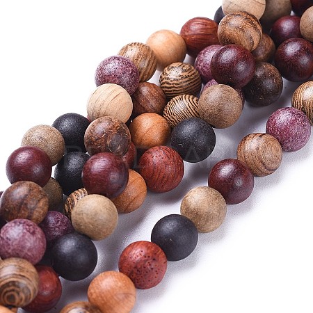 Natural Wood Beads Strands X-WOOD-F008-07-D-1