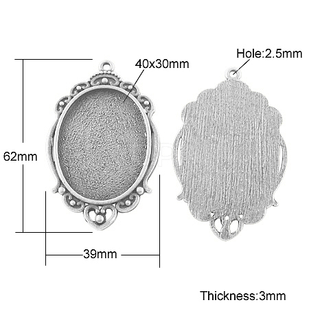 Tibetan Style Pendant Cabochon Settings X-TIBEP-A22962-AS-LF-1